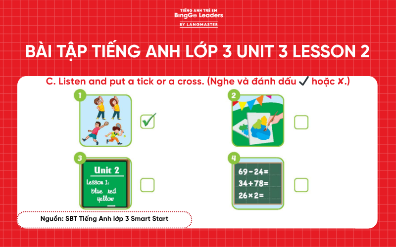 Bài tập tiếng Anh lớp 3 Smart Start Unit 3 Lesson 2