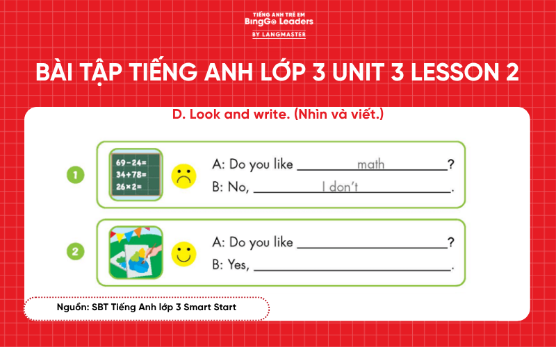 Bài tập tiếng Anh lớp 3 Smart Start Unit 3 Lesson 2