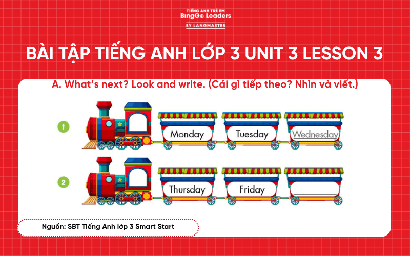 Bài tập tiếng Anh lớp 3 Smart Start Unit 3 Lesson 3