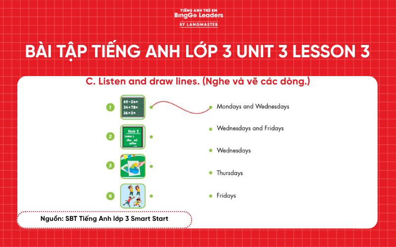 Bài tập tiếng Anh lớp 3 Smart Start Unit 3 Lesson 3