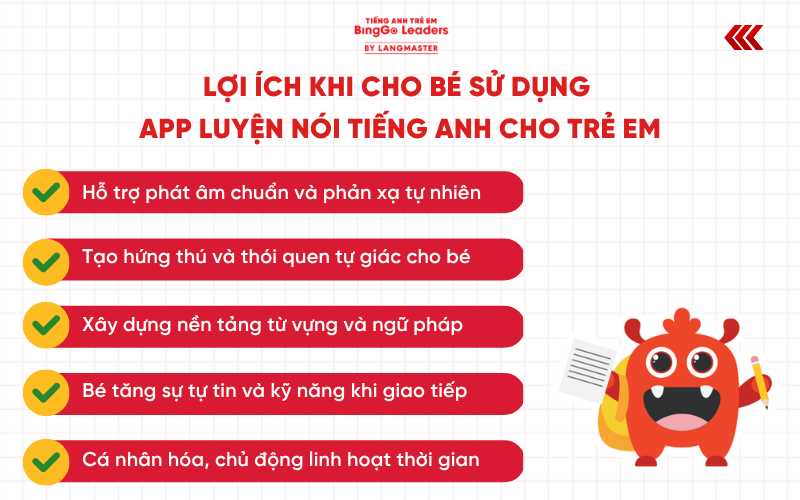 Lợi ích khi cho bé sử dụng app luyện nói tiếng Anh