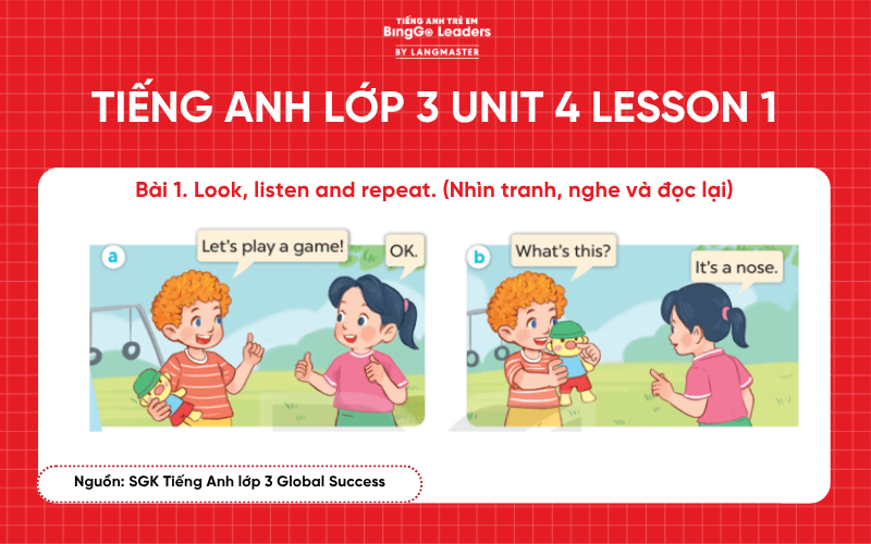 Bài tập tiếng Anh lớp 3 Unit 4 Lesson 1 sách Global Success