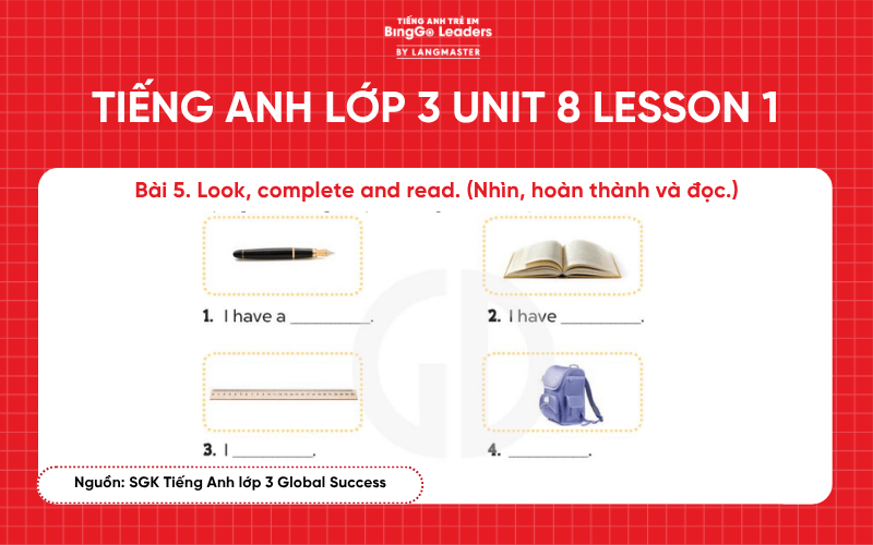 Bài tập tiếng Anh lớp 3 Unit 8 Lesson 1 sách Global Success