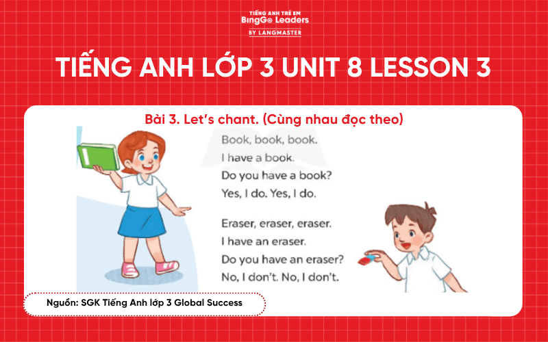 Bài tập tiếng Anh lớp 3 Unit 8 Lesson 3 sách Global Success