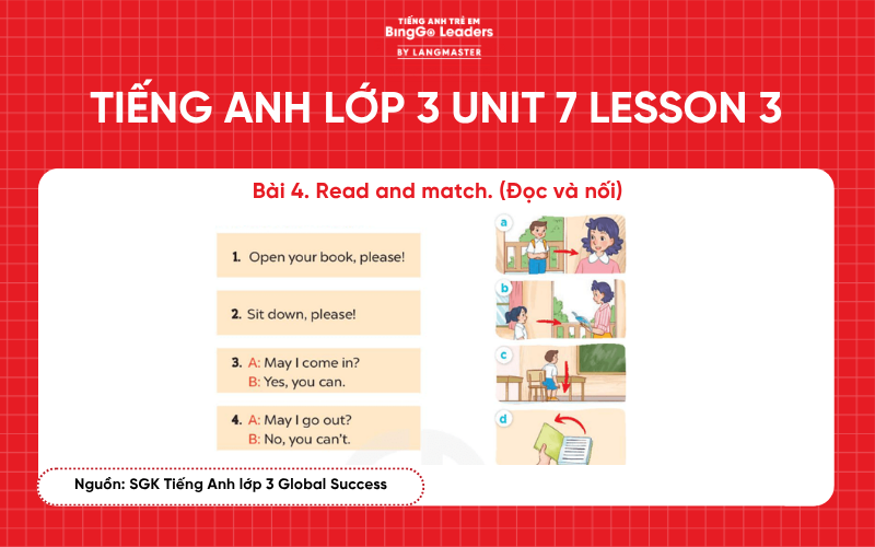 Bài tập tiếng Anh lớp 3 Unit 7 Lesson 3 sách Global Success