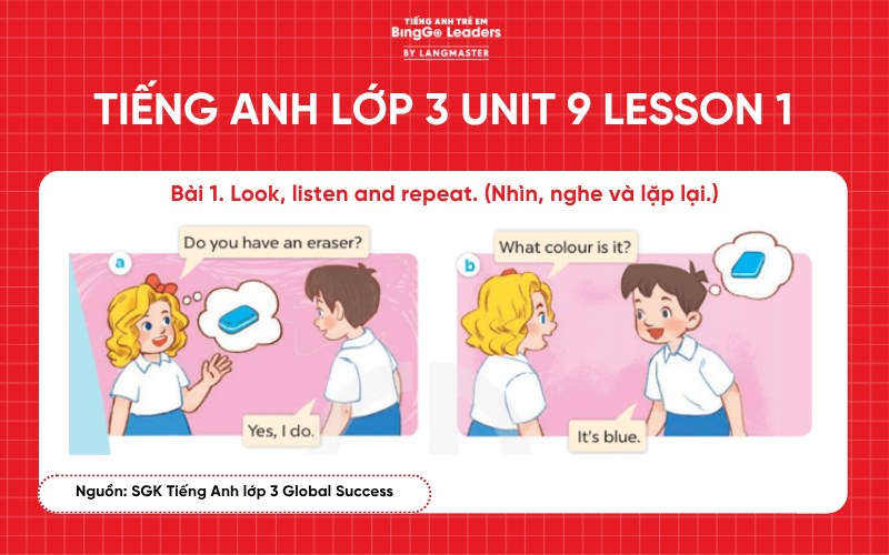 Bài tập tiếng Anh lớp 3 Unit 9 Lesson 1 sách Global Success