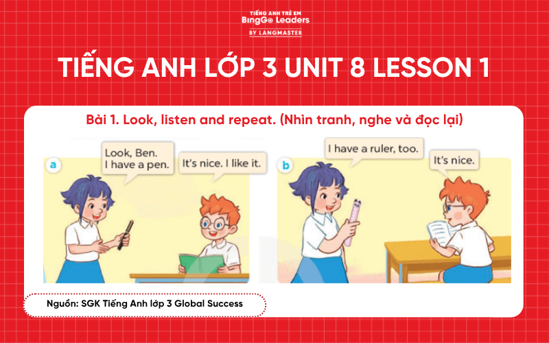 Bài tập tiếng Anh lớp 3 Unit 8 Lesson 1 sách Global Success