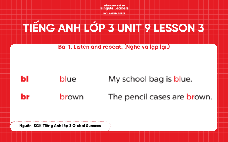 Bài tập tiếng Anh lớp 3 Unit 9 Lesson 3