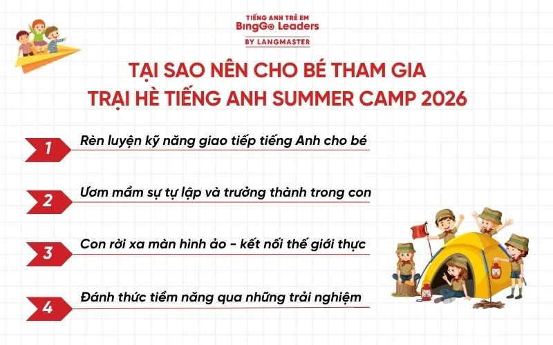 Tại sao nên cho bé tham gia chương trình  trại hè tiếng Anh?
