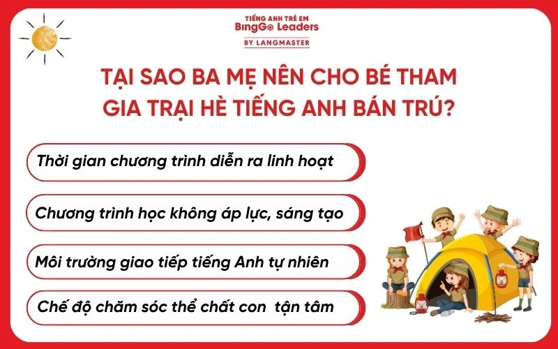 Tại sao ba mẹ nên cho bé tham gia trại hè tiếng Anh bán trú