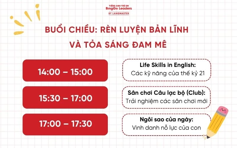 Lịch trình buổi chiều của bé tại Summer Camp 2026 của BingGo Leaders
