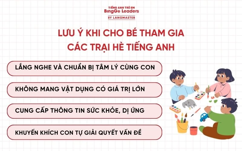 Lưu ý khi cho bé tham gia các trại hè tiếng Anh