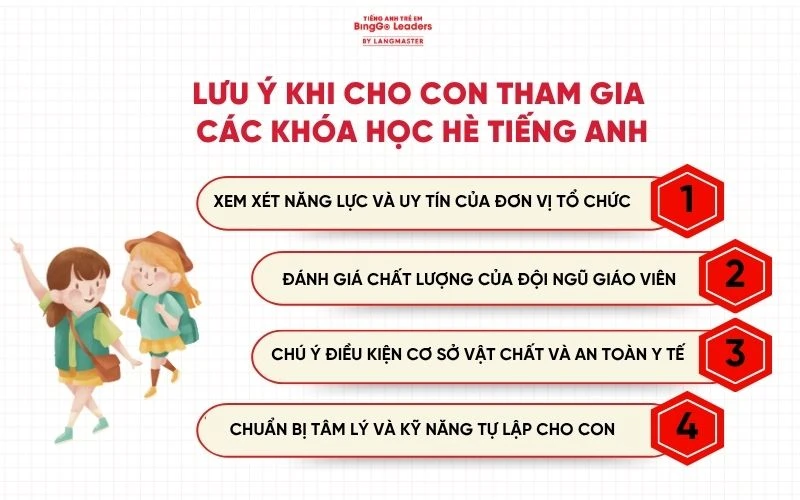 Lưu ý khi cho bé tham gia các khóa học hè tiếng Anh