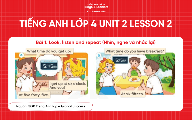 Bài tập tiếng Anh lớp 4 Unit 2 Lesson 2 sách Global Success
