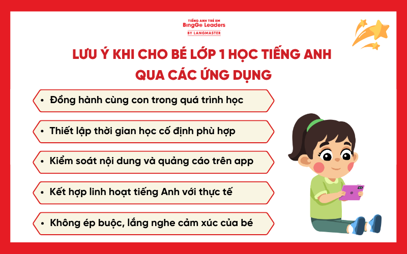 Lưu ý khi cho bé học tiếng Anh từ các ứng dụng, app, phần mềm
