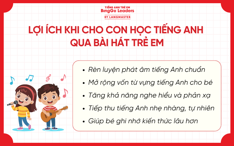 Lợi ích khi cho bé học tiếng Anh qua bài hát