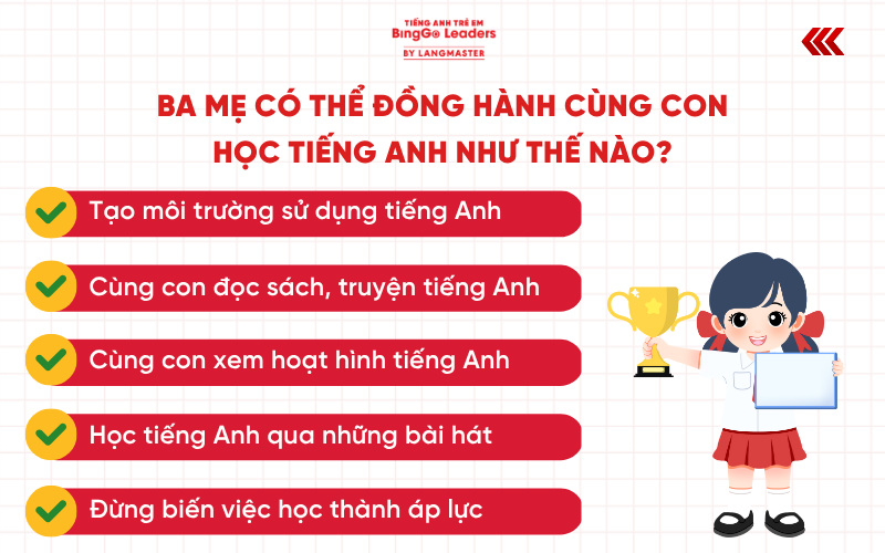 mẹ có thể đồng hành cùng con học tiếng Anh như thế nào?