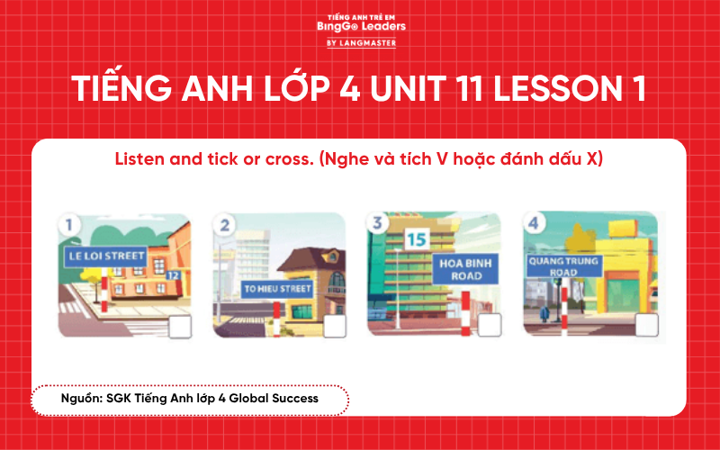 Bài tập tiếng Anh lớp 4 Unit 11 Lesson 1