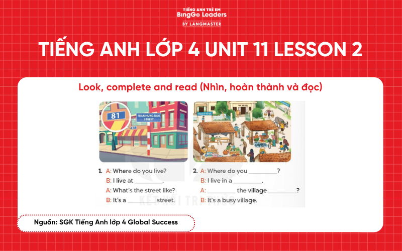 Bài tập tiếng Anh lớp 4 Unit 11 Lesson 2