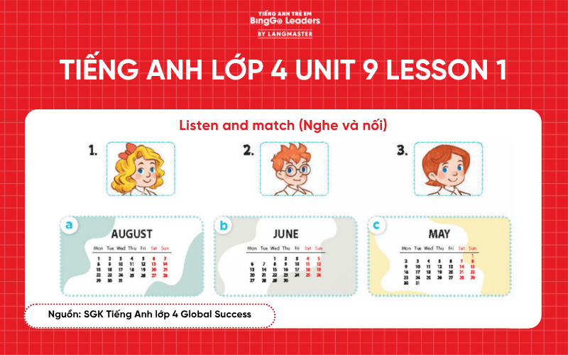 Bài tập tiếng Anh lớp 4 Unit 9 Lesson 1
