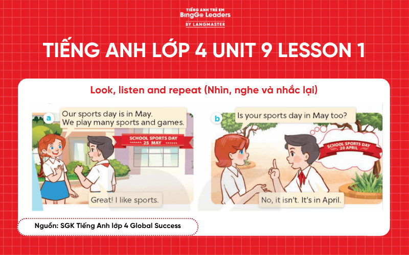 Bài tập tiếng Anh lớp 4 Unit 9 Lesson 1
