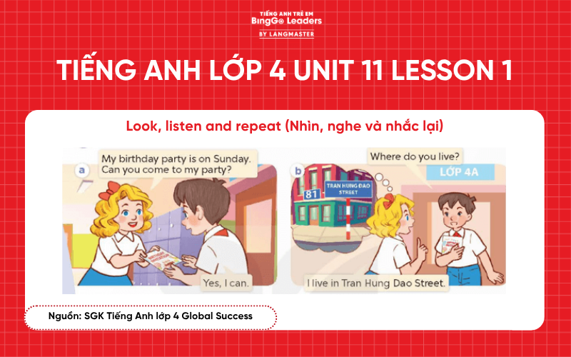 Tiếng Anh lớp 4 Unit 11 Lesson 1