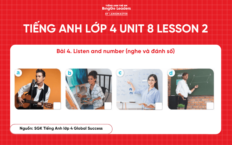 Bài tập tiếng Anh lớp 4 Unit 8 Lesson 2