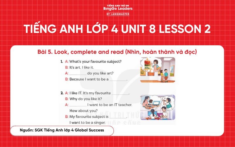 Bài tập tiếng Anh lớp 4 Unit 8 Lesson 2