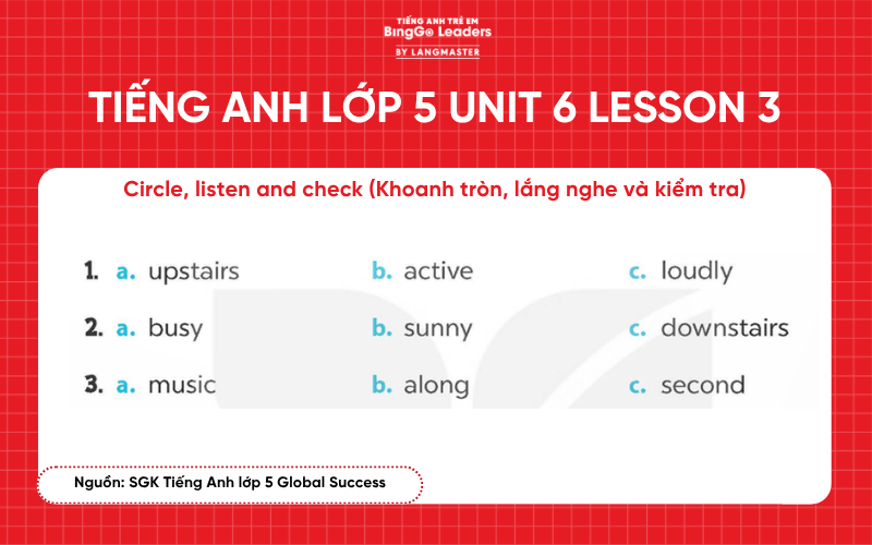 Bài tập tiếng Anh lớp 5 Unit 6 Lesson 3