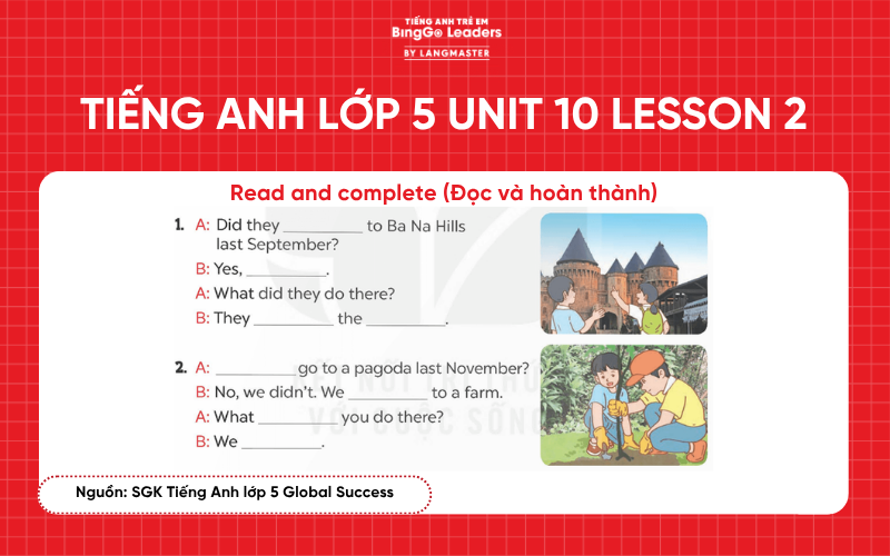 Bài tập tiếng Anh lớp 5 Unit 10 Lesson 2