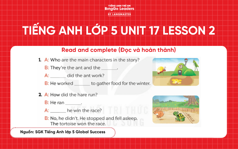 Bài tập tiếng Anh lớp 5 Unit 17 Lesson 2